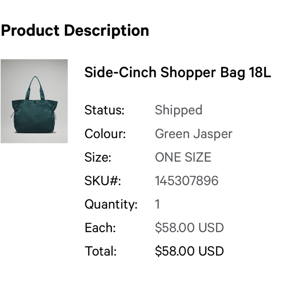 Lululemon Side-Cinch Shopper Bag 18L